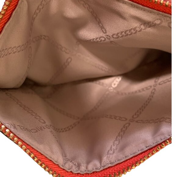 Michael Kors Double Zipper Wristlet Dark Red/ Orange Leather - Picture 12 of 13